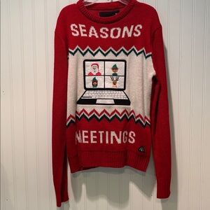 American Stitch Vibrant Red Knit Season Greetings Sweater Size M